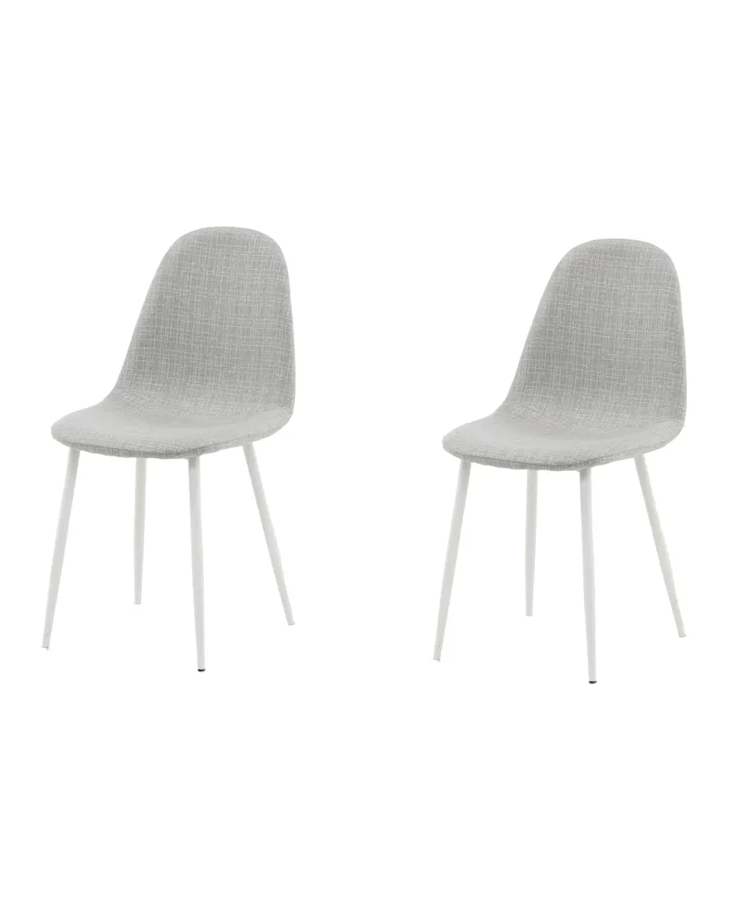Polar Esszimmerstühle im 2er-Set in Grau, Gestell Weiß, Polyester, Ansicht 3