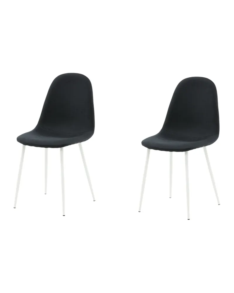 Polar Esszimmerstühle im 2er-Set in Schwarz, Gestell Weiß, Polyester, Ansicht 3