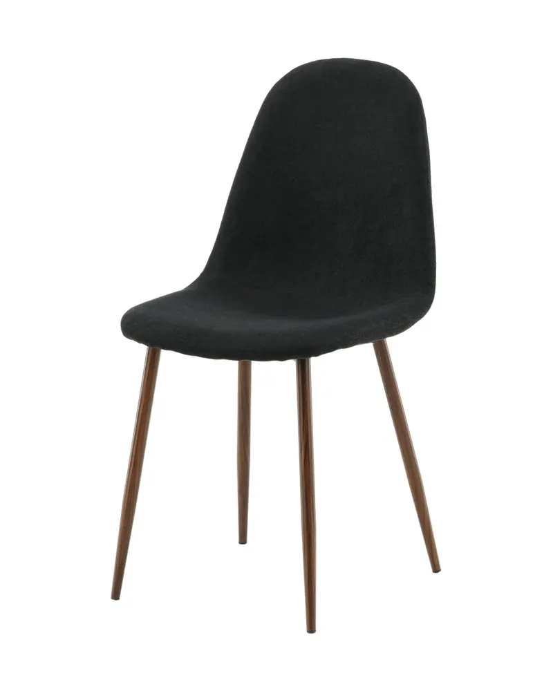 Polar Esszimmerstühle im 2er-Set in Schwarz, Gestell Walnuss, Polyester, Ansicht 2