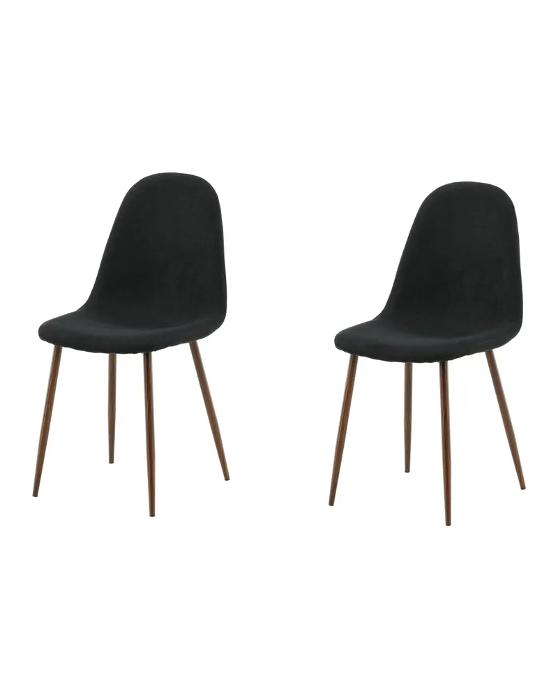 Polar Esszimmerstühle im 2er-Set in Schwarz, Gestell Walnuss, Polyester, Ansicht 3