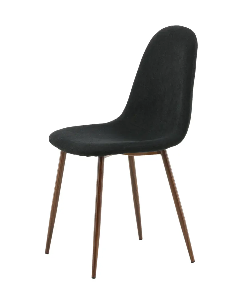 Polar Esszimmerstühle im 2er-Set in Schwarz, Gestell Walnuss, Polyester, Ansicht 4
