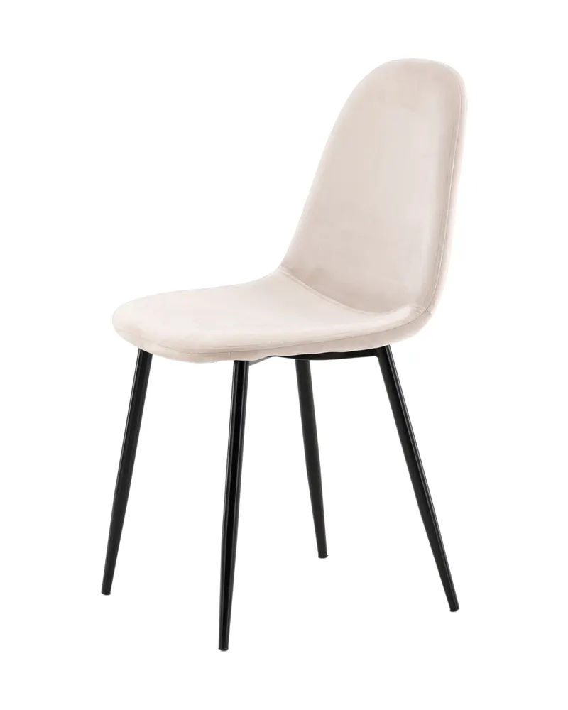 Polar Esszimmerstühle im 2er-Set in Beige, Gestell Schwarz, Polyester-Samt, Ansicht 8