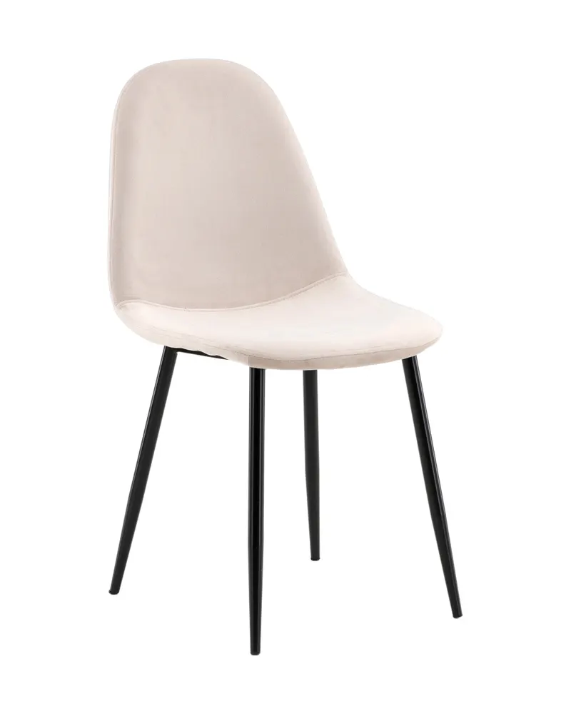 Polar Esszimmerstühle im 2er-Set in Beige, Gestell Schwarz, Polyester-Samt, Ansicht 2