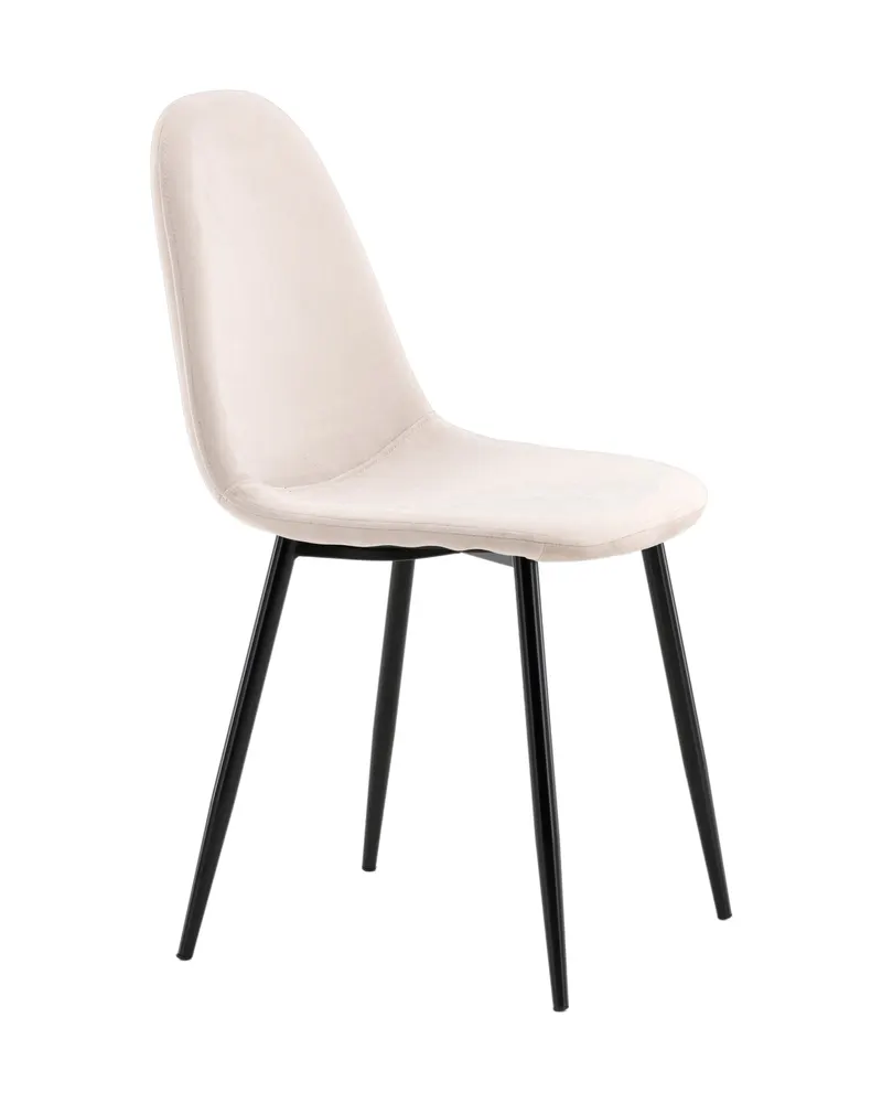 Polar Esszimmerstühle im 2er-Set in Beige, Gestell Schwarz, Polyester-Samt, Ansicht 3