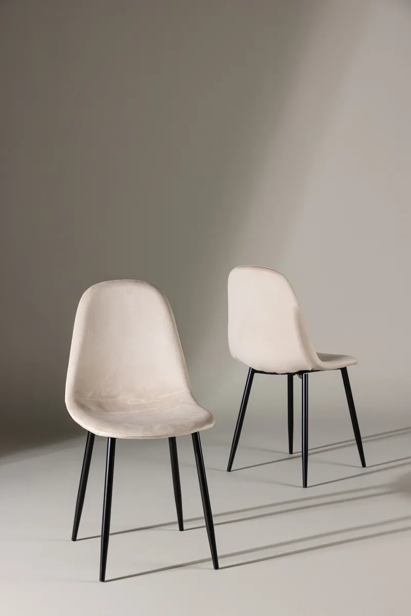 Polar Esszimmerstühle im 2er-Set in Beige, Gestell Schwarz, Polyester-Samt, im Wohnraum, Ansicht 1