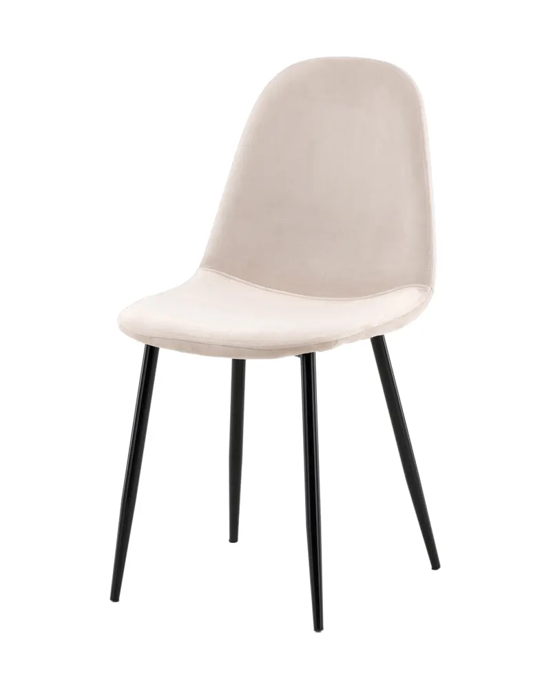 Polar Esszimmerstühle im 2er-Set in Beige, Gestell Schwarz, Polyester-Samt, Ansicht 6