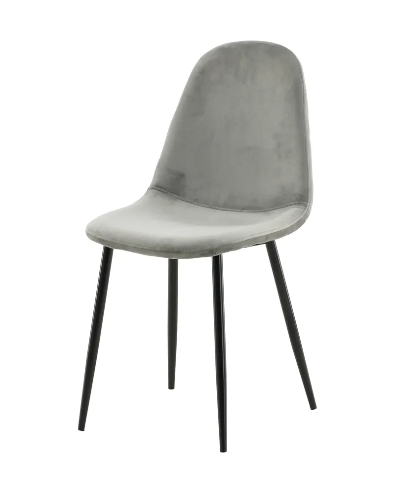 Polar Esszimmerstühle im 2er-Set in Grau, Gestell Schwarz, Polyester-Samt, Ansicht 8