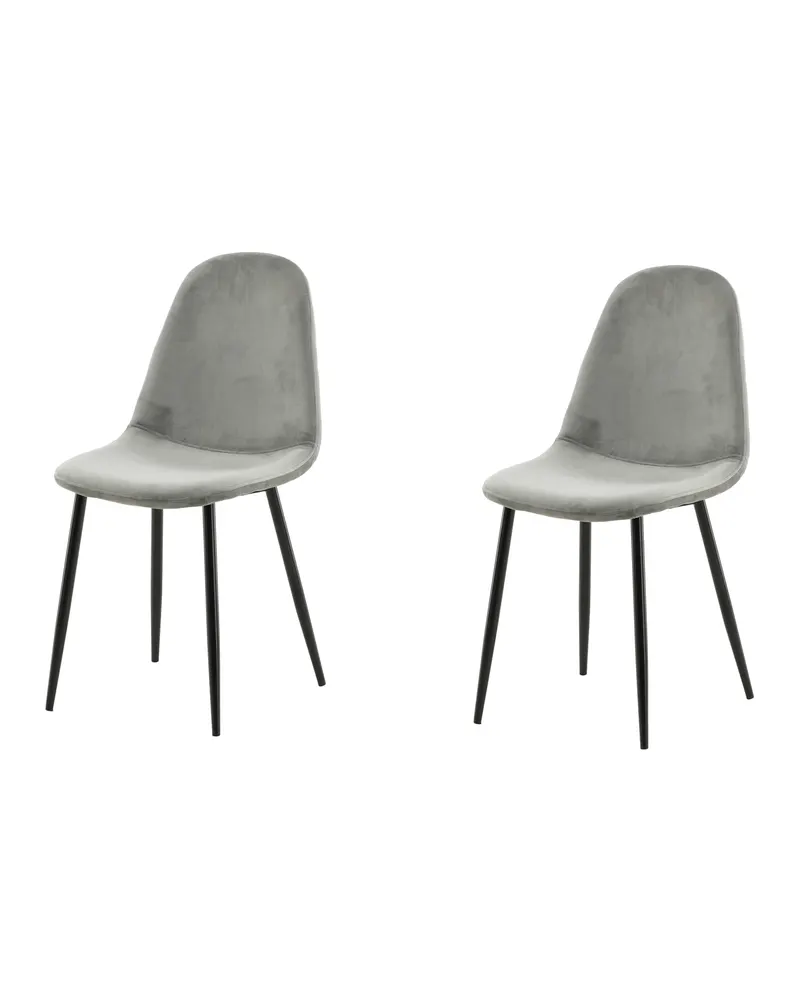 Polar Esszimmerstühle im 2er-Set in Grau, Gestell Schwarz, Polyester-Samt, Ansicht 9