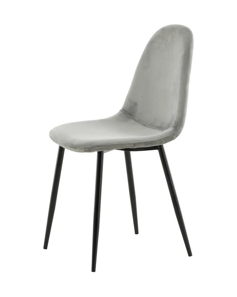 Polar Esszimmerstühle im 2er-Set in Grau, Gestell Schwarz, Polyester-Samt, Ansicht 10