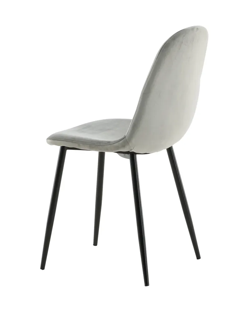 Polar Esszimmerstühle im 2er-Set in Grau, Gestell Schwarz, Polyester-Samt, Ansicht 12