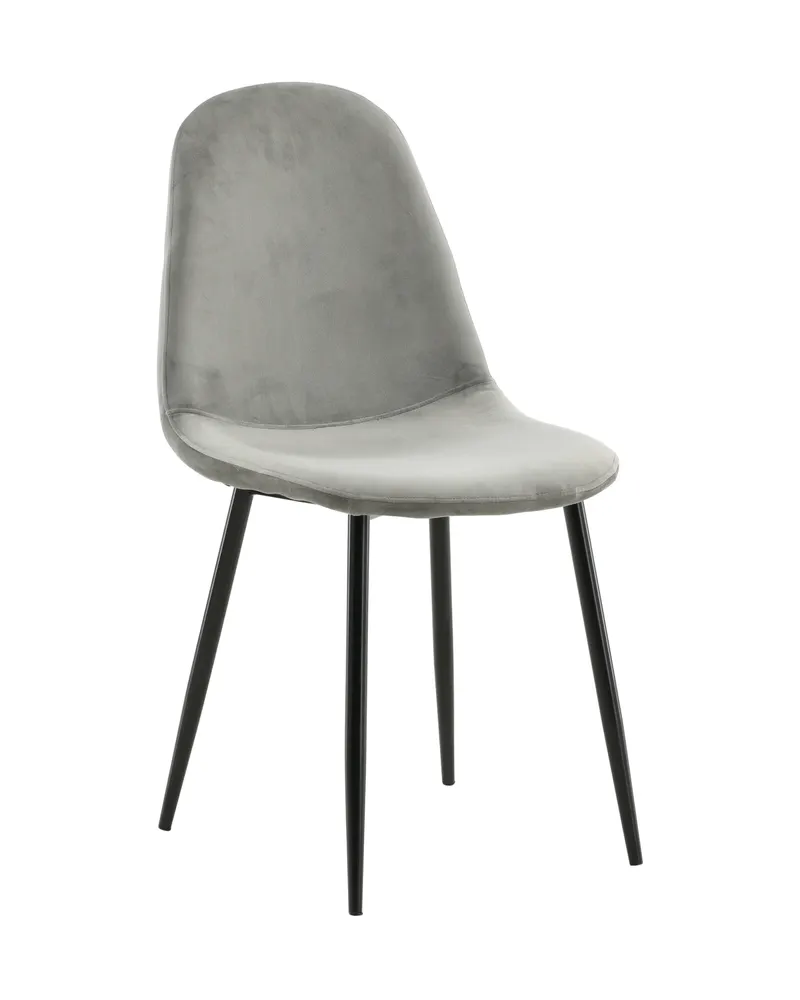 Polar Esszimmerstühle im 2er-Set in Grau, Gestell Schwarz, Polyester-Samt, Ansicht 2