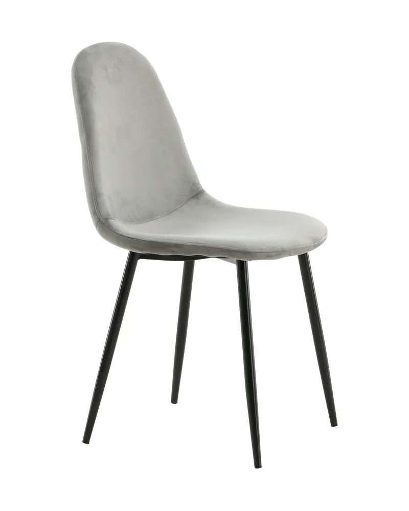 Polar Esszimmerstühle im 2er-Set in Grau, Gestell Schwarz, Polyester-Samt, Ansicht 3