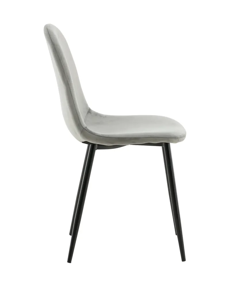 Polar Esszimmerstühle im 2er-Set in Grau, Gestell Schwarz, Polyester-Samt, Ansicht 4