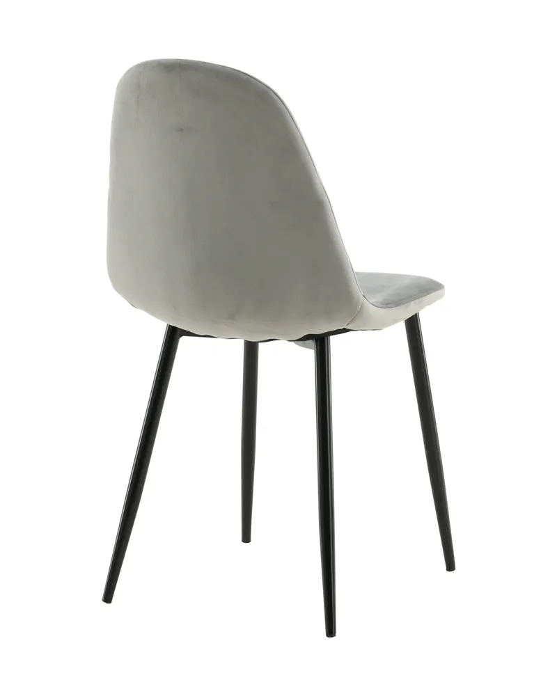Polar Esszimmerstühle im 2er-Set in Grau, Gestell Schwarz, Polyester-Samt, Ansicht 6