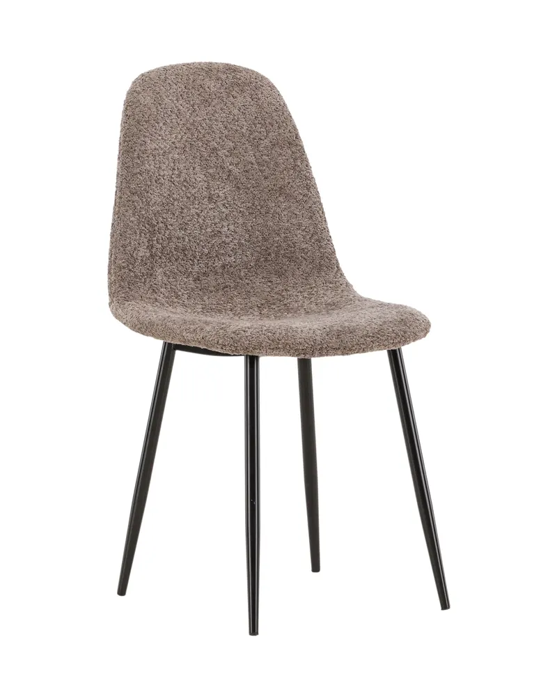 Polar Esszimmerstühle im 2er-Set in Grau, Gestell Schwarz, Bouclé, Ansicht 2