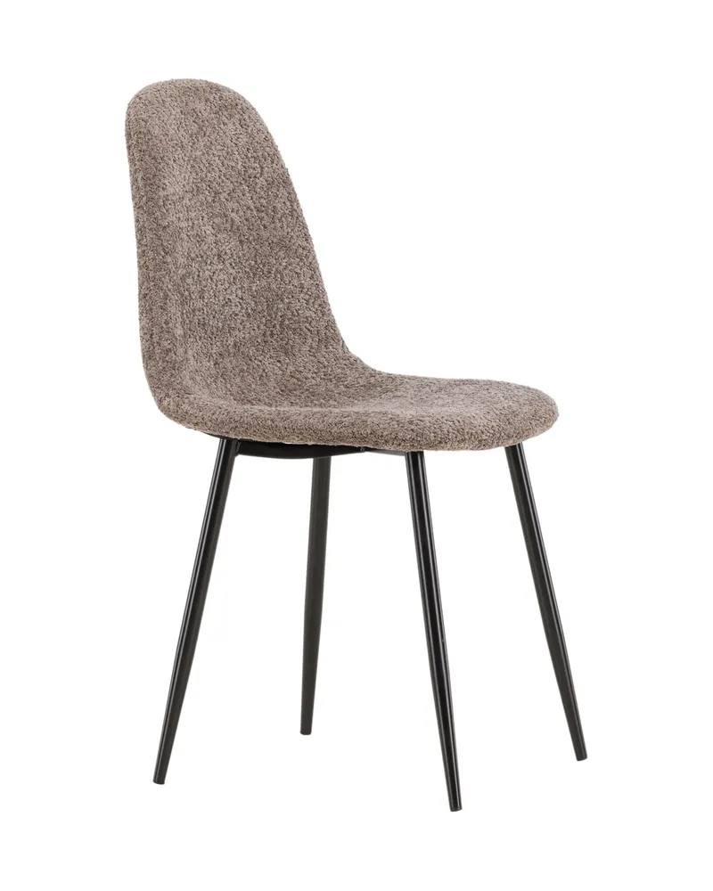 Polar Esszimmerstühle im 2er-Set in Grau, Gestell Schwarz, Bouclé, Ansicht 3
