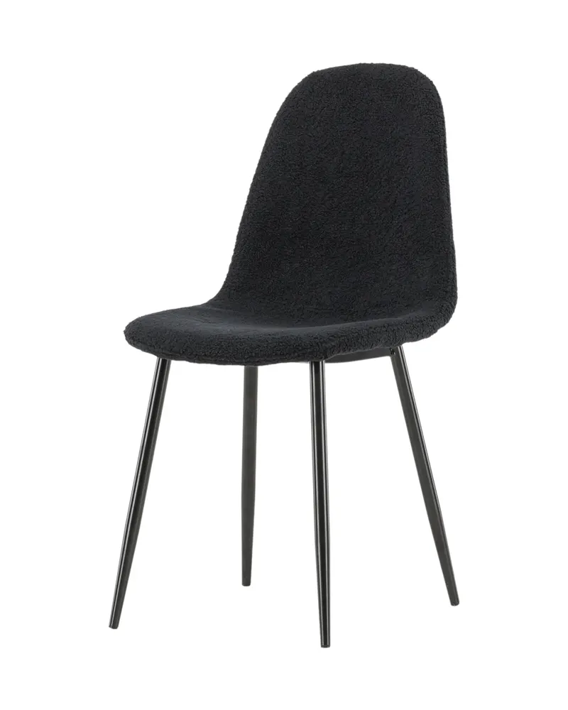 Polar Esszimmerstühle im 2er-Set in Schwarz, Polyester-Teddystoff, Ansicht 7