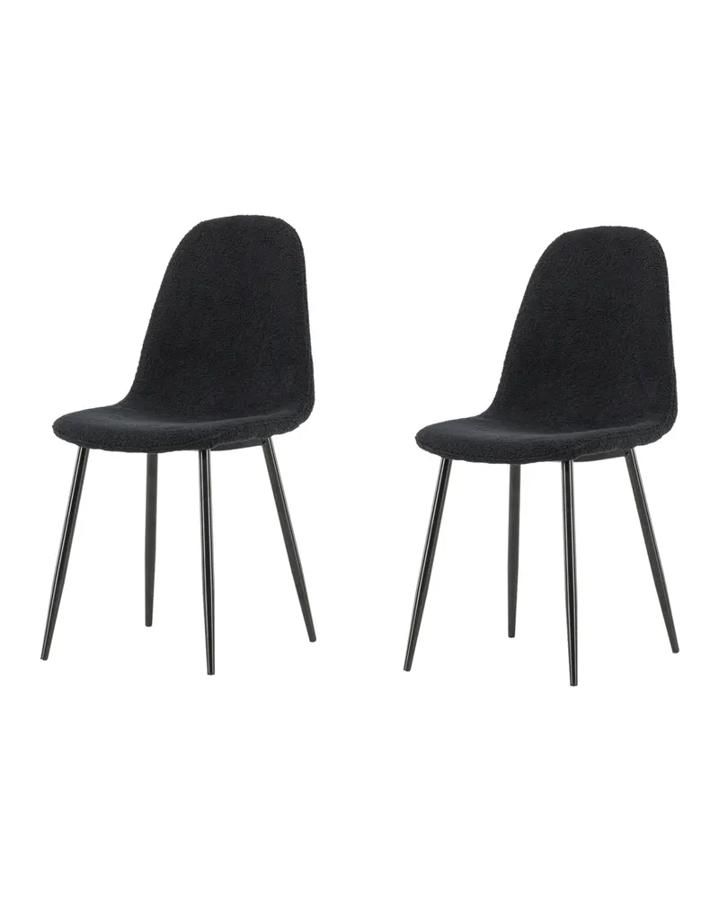Polar Esszimmerstühle im 2er-Set in Schwarz, Polyester-Teddystoff, Ansicht 8