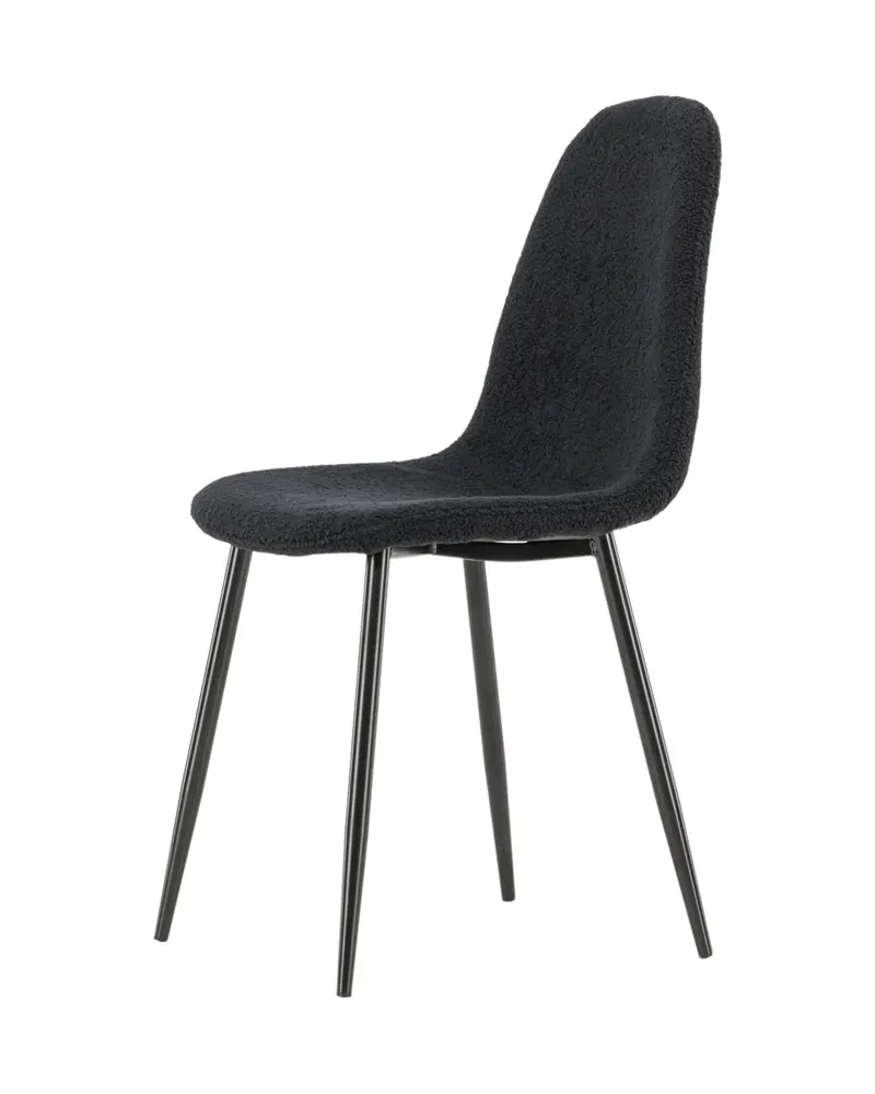 Polar Esszimmerstühle im 2er-Set in Schwarz, Polyester-Teddystoff, Ansicht 9