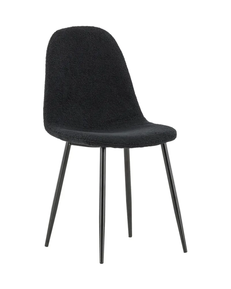 Polar Esszimmerstühle im 2er-Set in Schwarz, Polyester-Teddystoff, Ansicht 2