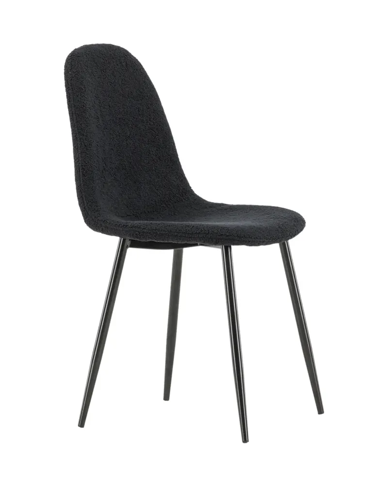 Polar Esszimmerstühle im 2er-Set in Schwarz, Polyester-Teddystoff, Ansicht 3