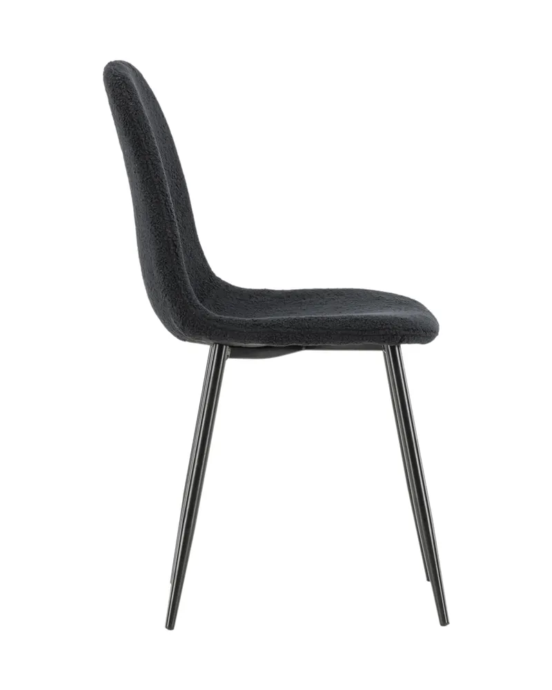 Polar Esszimmerstühle im 2er-Set in Schwarz, Polyester-Teddystoff, Ansicht 4