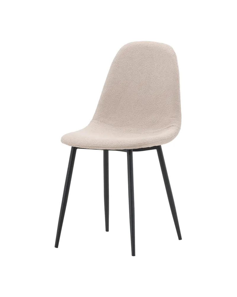 Polar Esszimmerstühle im 2er-Set in Beige, Gestell Schwarz, Bouclé, Ansicht 1
