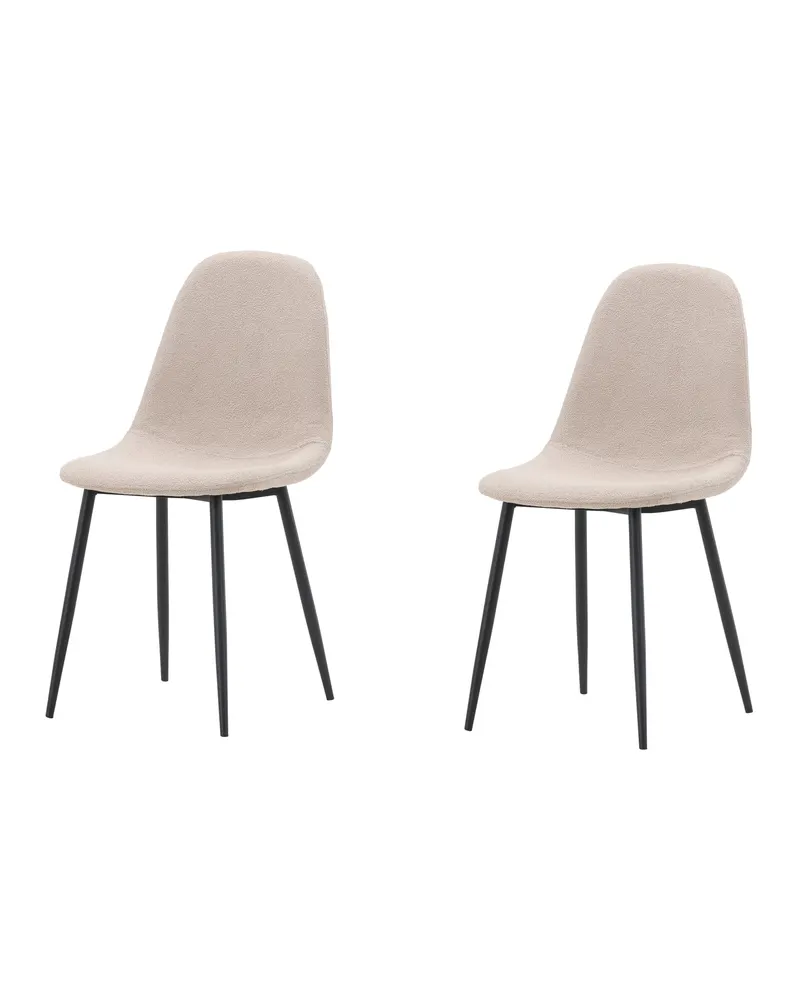 Polar Esszimmerstühle im 2er-Set in Beige, Gestell Schwarz, Bouclé, Ansicht 2