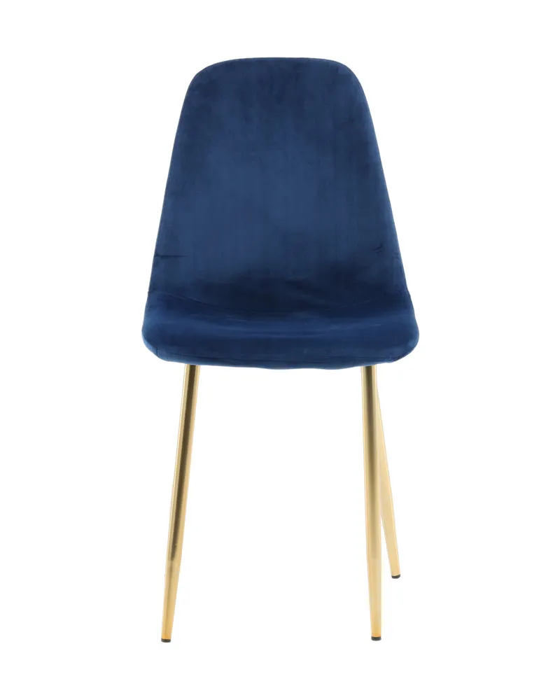 Polar Esszimmerstühle im 2er-Set in Blau, Gestell Gold, Polyester-Samt, Ansicht 1