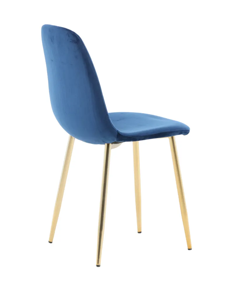 Polar Esszimmerstühle im 2er-Set in Blau, Gestell Gold, Polyester-Samt, Ansicht 10
