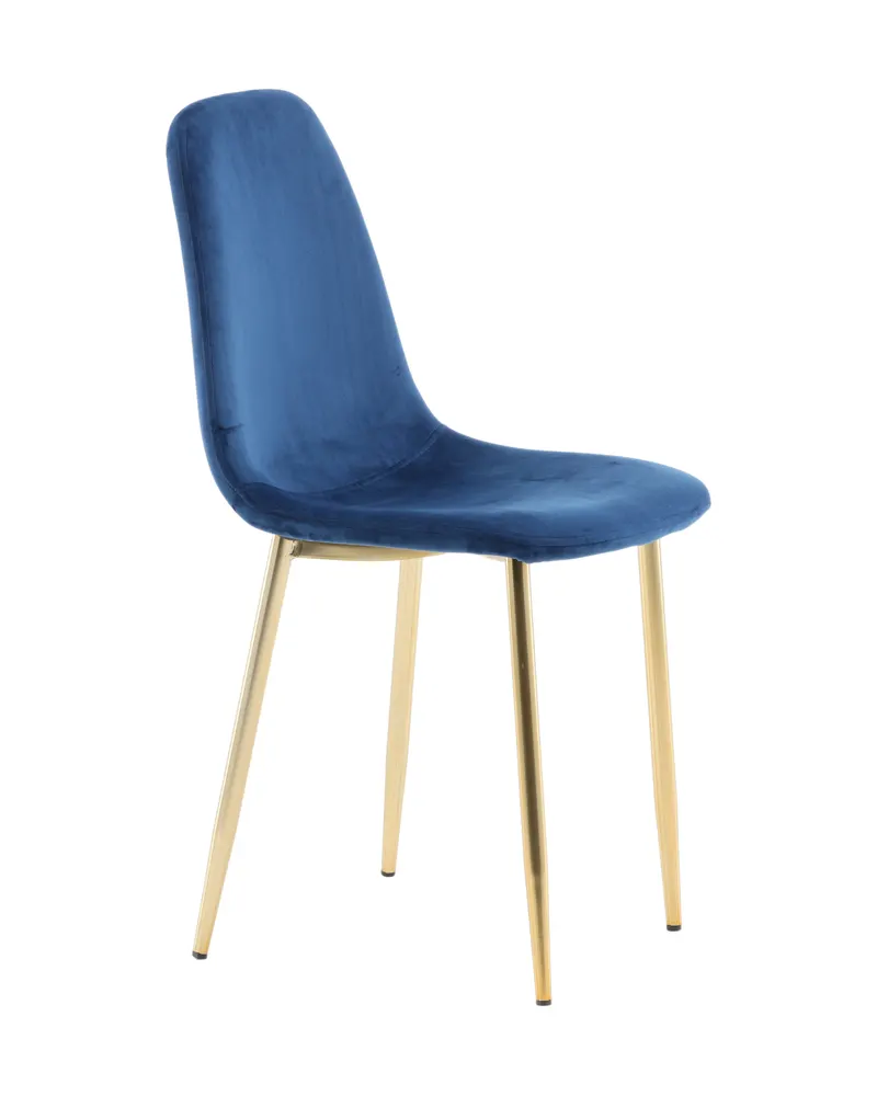 Polar Esszimmerstühle im 2er-Set in Blau, Gestell Gold, Polyester-Samt, Ansicht 12