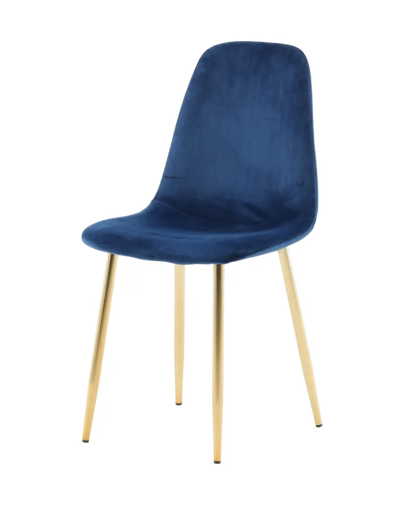 Polar Esszimmerstühle im 2er-Set in Blau, Gestell Gold, Polyester-Samt, Ansicht 2