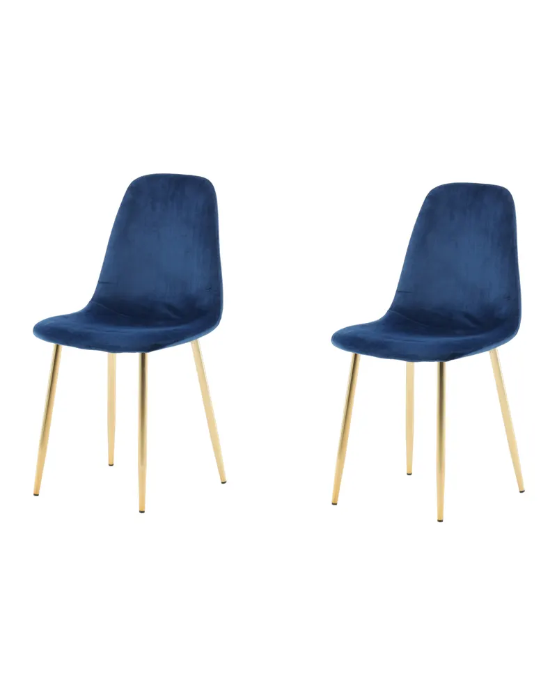 Polar Esszimmerstühle im 2er-Set in Blau, Gestell Gold, Polyester-Samt, Ansicht 3