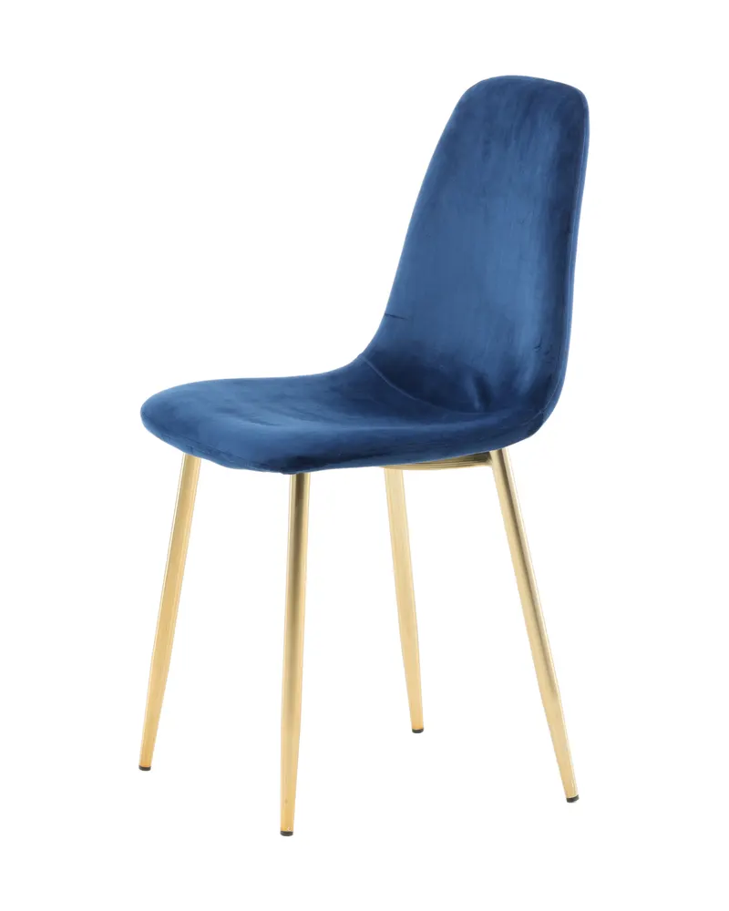 Polar Esszimmerstühle im 2er-Set in Blau, Gestell Gold, Polyester-Samt, Ansicht 4
