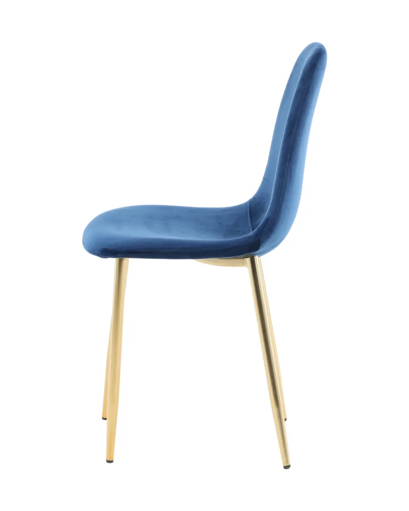 Polar Esszimmerstühle im 2er-Set in Blau, Gestell Gold, Polyester-Samt, Ansicht 5