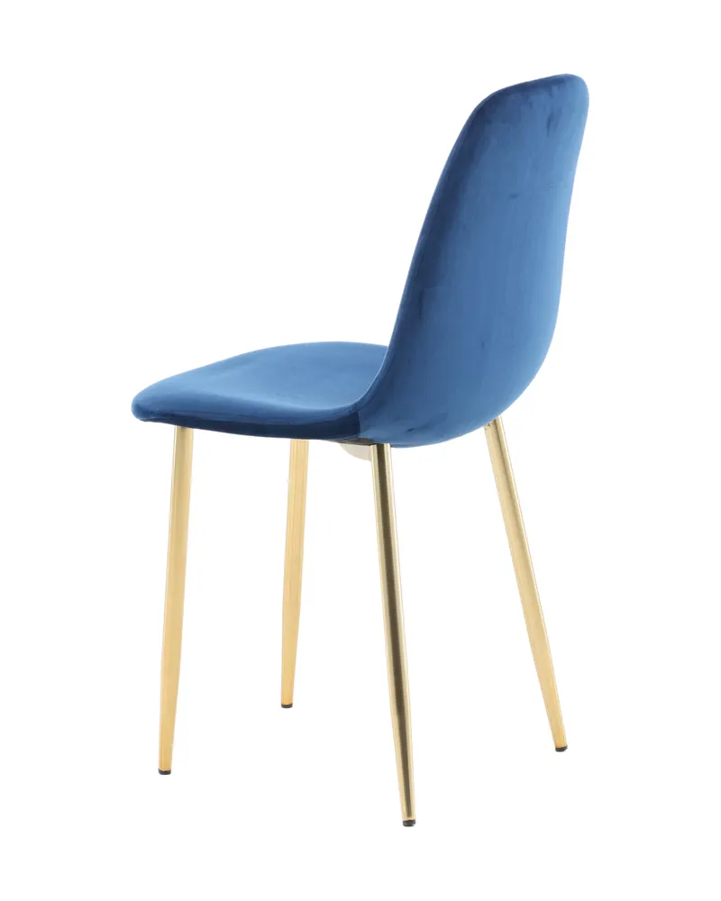 Polar Esszimmerstühle im 2er-Set in Blau, Gestell Gold, Polyester-Samt, Ansicht 6
