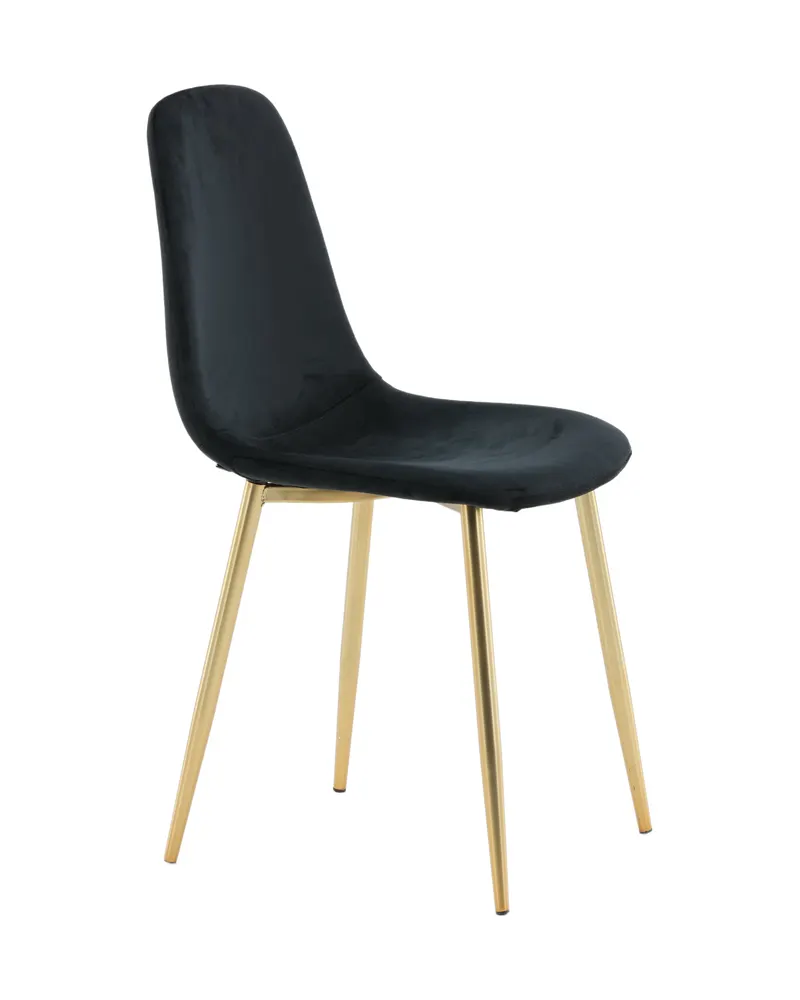 Polar Esszimmerstühle im 2er-Set in Schwarz, Gestell Gold, Polyester-Samt, Ansicht 12