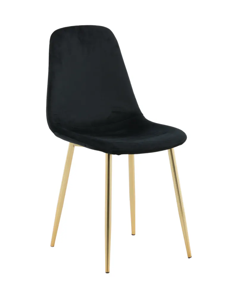 Polar Esszimmerstühle im 2er-Set in Schwarz, Gestell Gold, Polyester-Samt, Ansicht 13