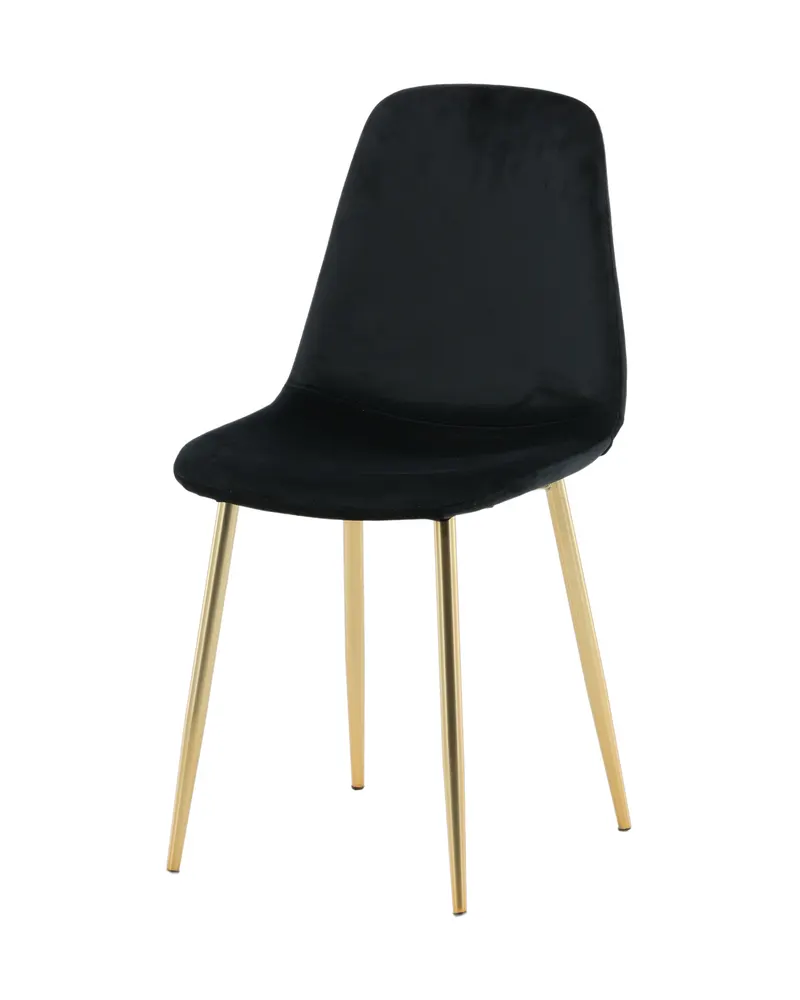 Polar Esszimmerstühle im 2er-Set in Schwarz, Gestell Gold, Polyester-Samt, Ansicht 2