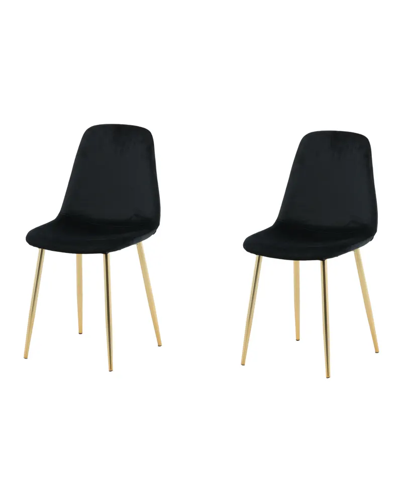 Polar Esszimmerstühle im 2er-Set in Schwarz, Gestell Gold, Polyester-Samt, Ansicht 3