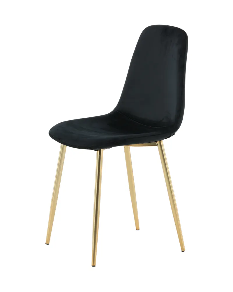 Polar Esszimmerstühle im 2er-Set in Schwarz, Gestell Gold, Polyester-Samt, Ansicht 4