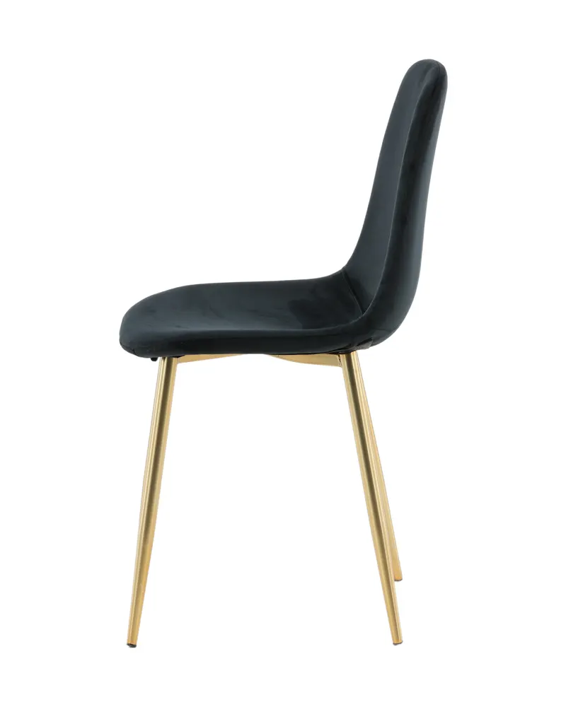 Polar Esszimmerstühle im 2er-Set in Schwarz, Gestell Gold, Polyester-Samt, Ansicht 5
