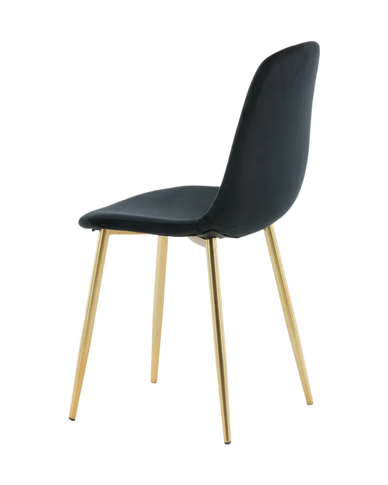 Polar Esszimmerstühle im 2er-Set in Schwarz, Gestell Gold, Polyester-Samt, Ansicht 6