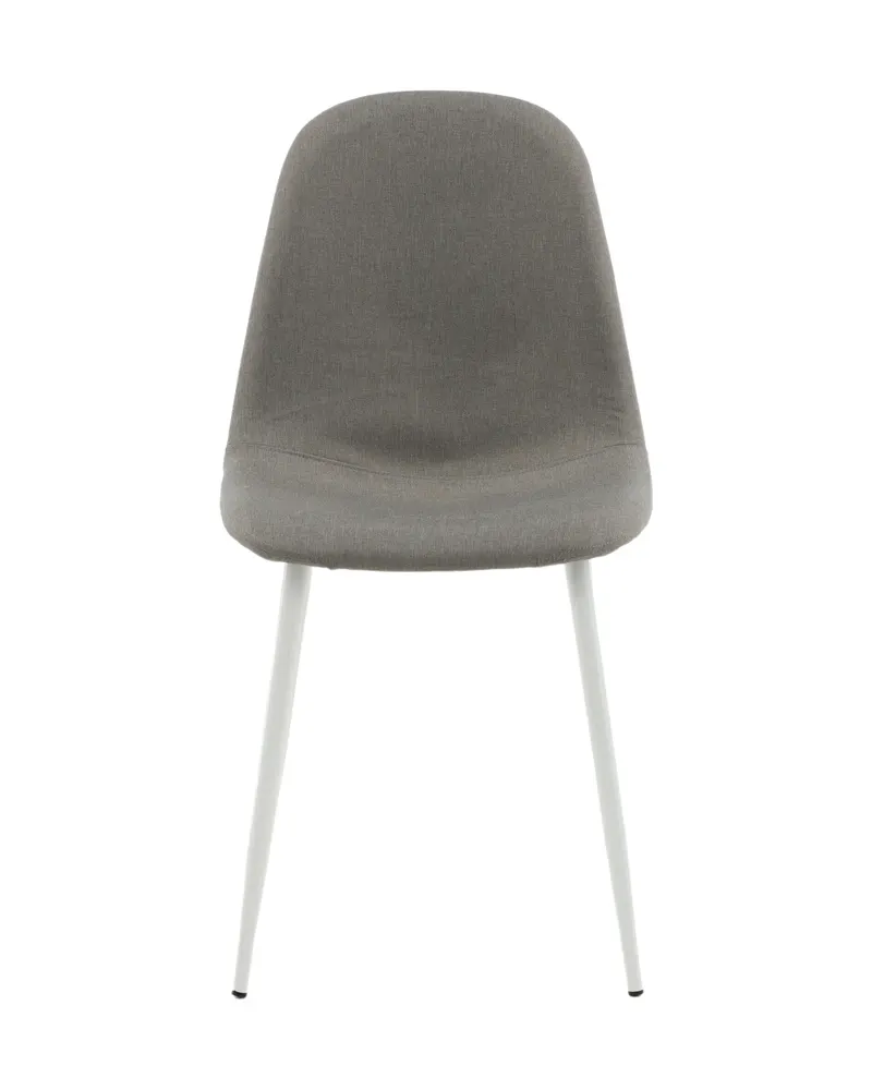 Polar Esszimmerstühle im 2er-Set in Grau, Gestell Weiß, Polyester in Leinenoptik, Ansicht 1