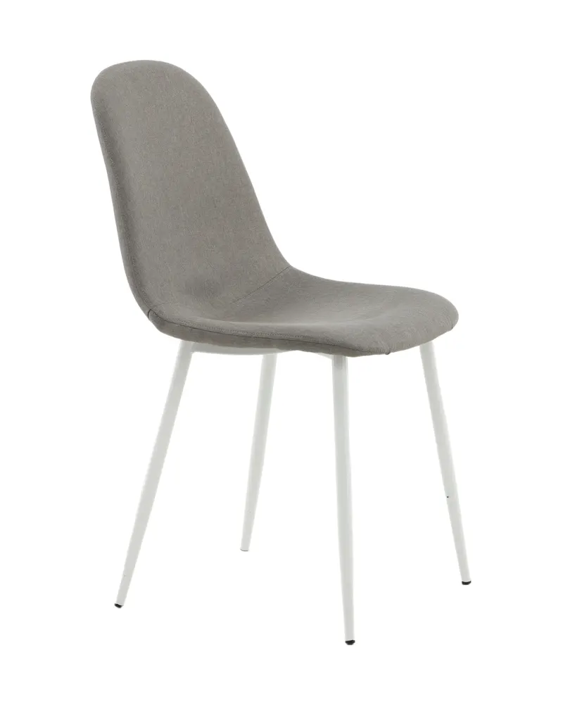 Polar Esszimmerstühle im 2er-Set in Grau, Gestell Weiß, Polyester in Leinenoptik, Ansicht 11