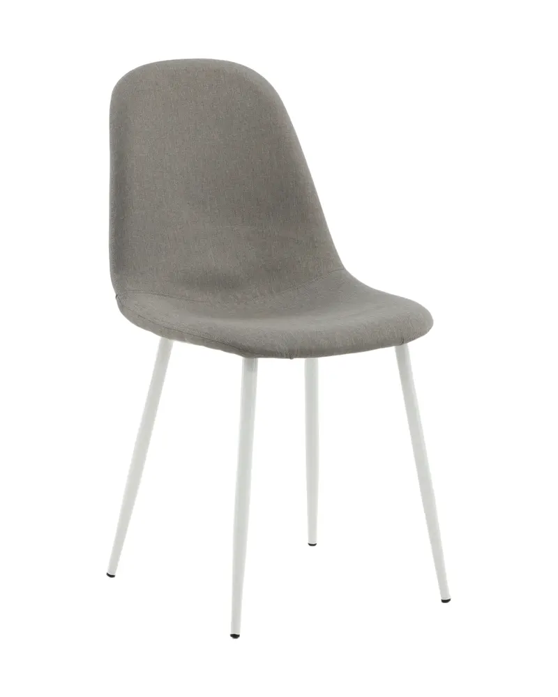 Polar Esszimmerstühle im 2er-Set in Grau, Gestell Weiß, Polyester in Leinenoptik, Ansicht 12