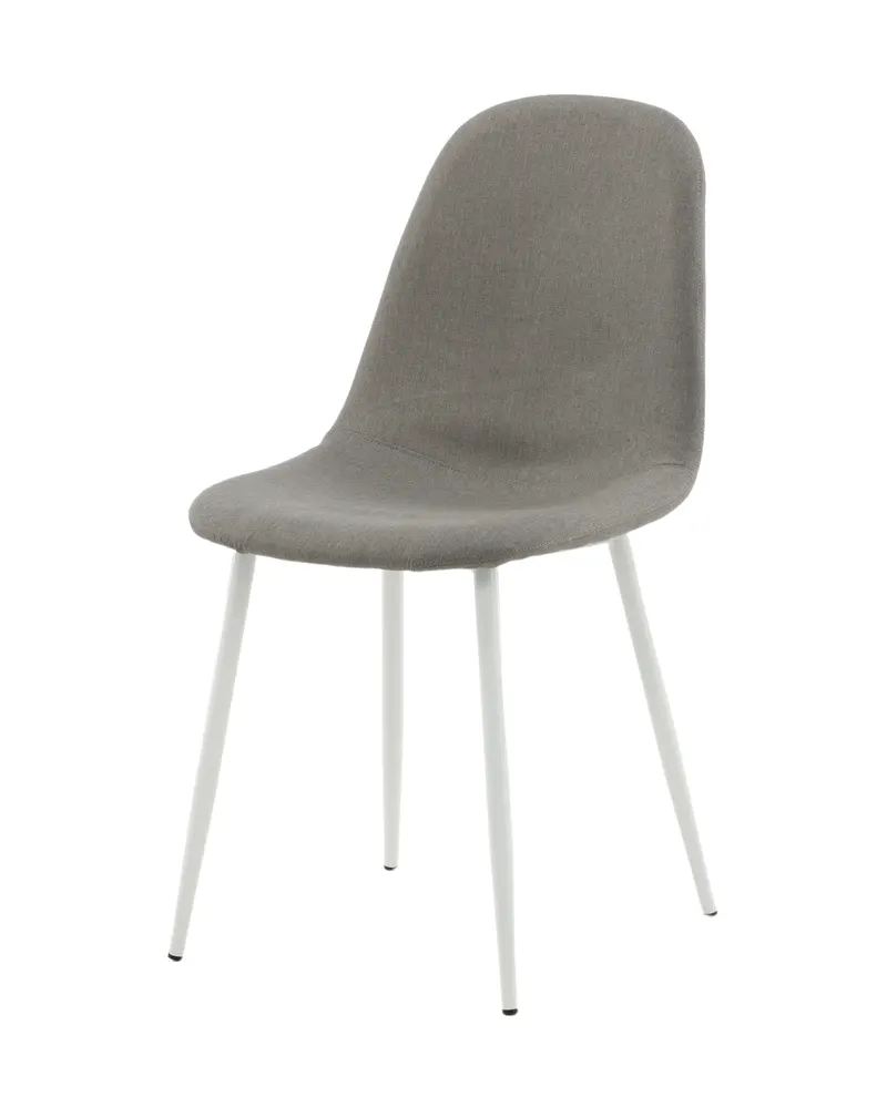 Polar Esszimmerstühle im 2er-Set in Grau, Gestell Weiß, Polyester in Leinenoptik, Ansicht 2