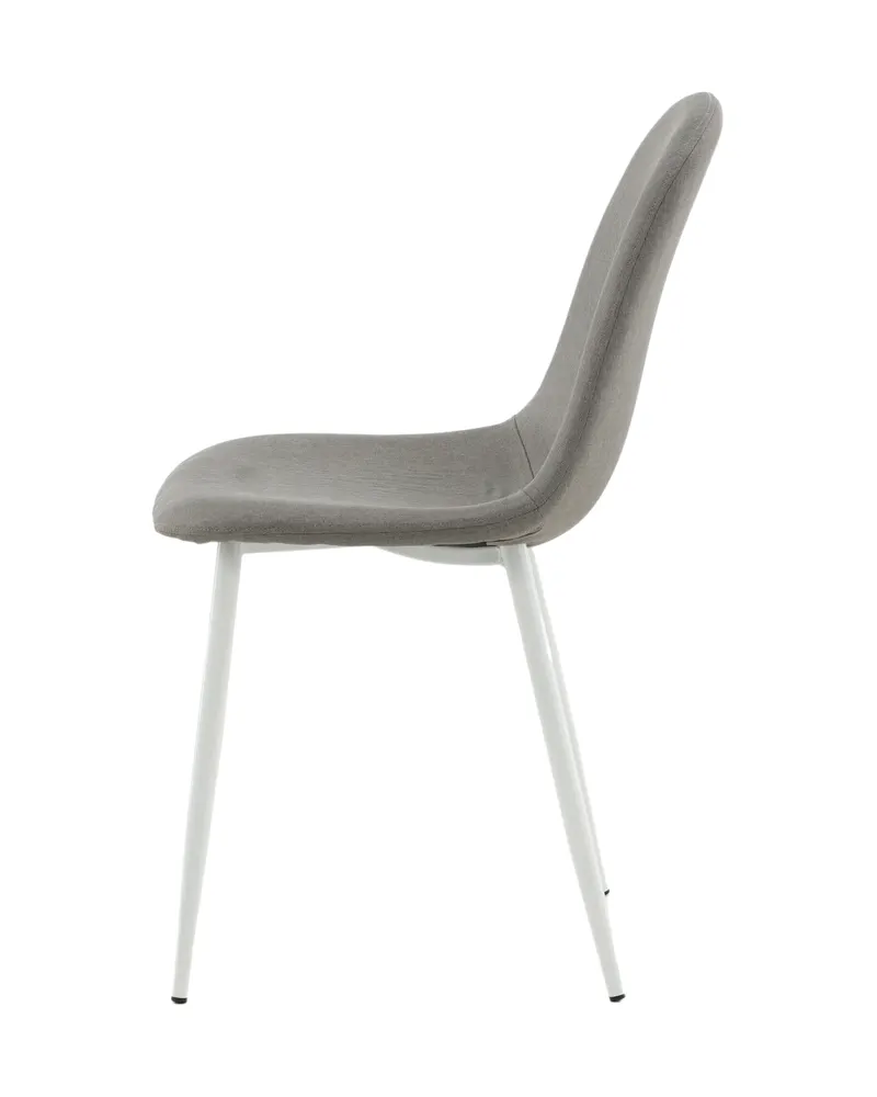 Polar Esszimmerstühle im 2er-Set in Grau, Gestell Weiß, Polyester in Leinenoptik, Ansicht 3