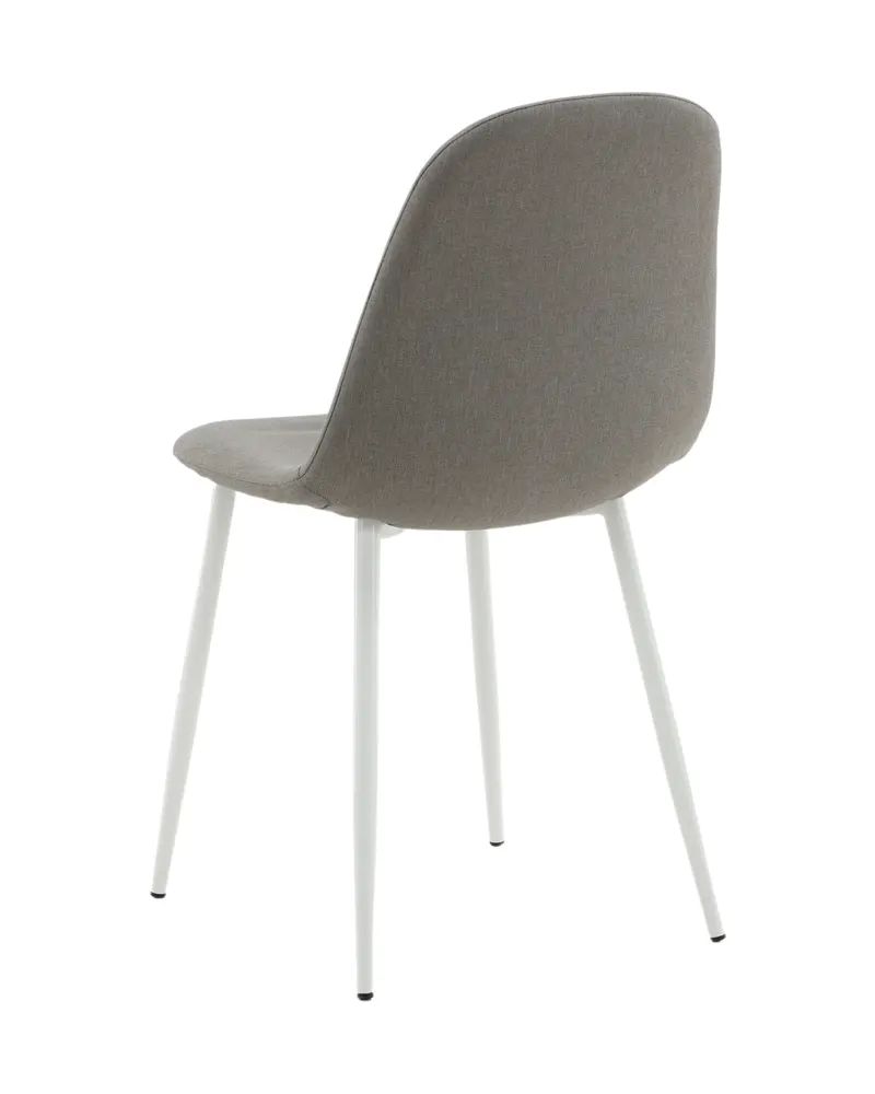 Polar Esszimmerstühle im 2er-Set in Grau, Gestell Weiß, Polyester in Leinenoptik, Ansicht 4
