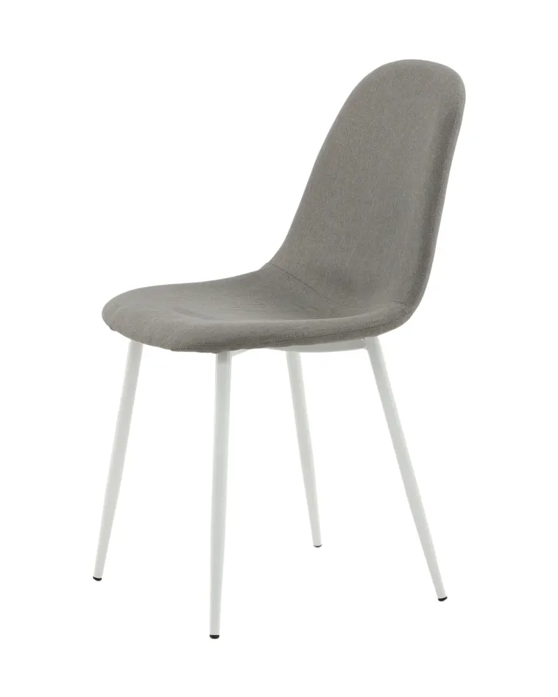 Polar Esszimmerstühle im 2er-Set in Grau, Gestell Weiß, Polyester in Leinenoptik, Ansicht 6